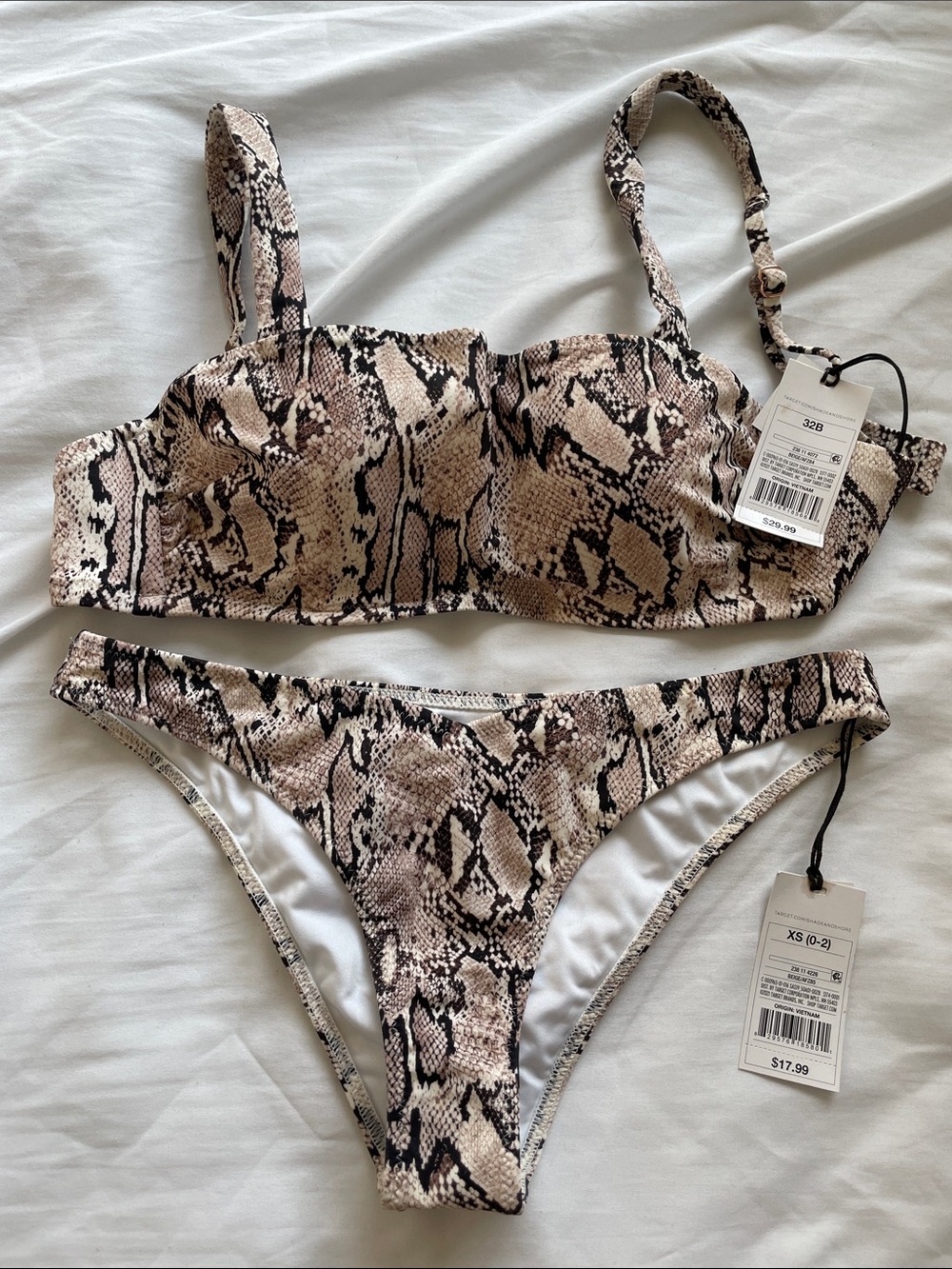 Shade & Shore Snake Print Bikini in Beige and Black